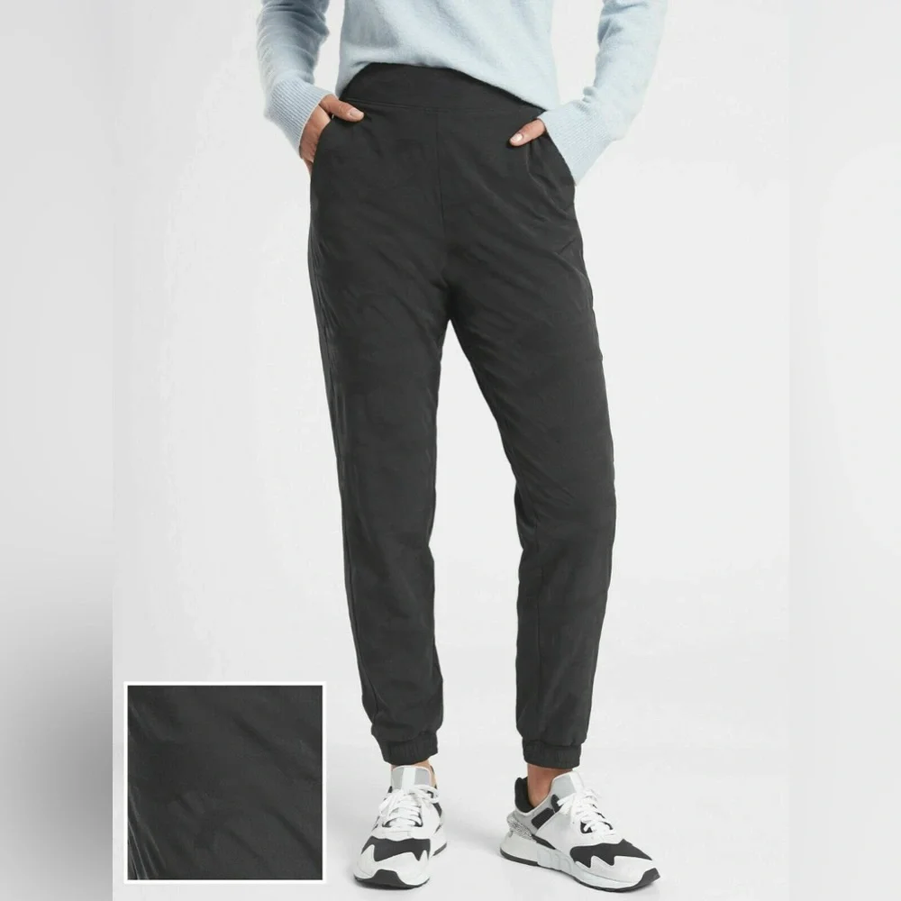 Athleta Brooklyn Textured Lined Black Camo Lux Jogger 6 ‎ #631615